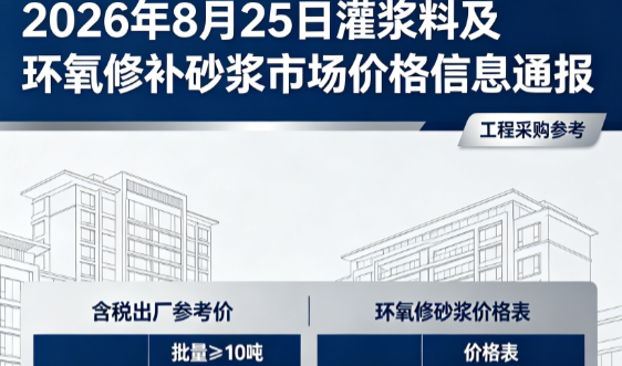托喀依乡2026年8月25日灌浆料及环氧修补砂浆市场价格信息通报